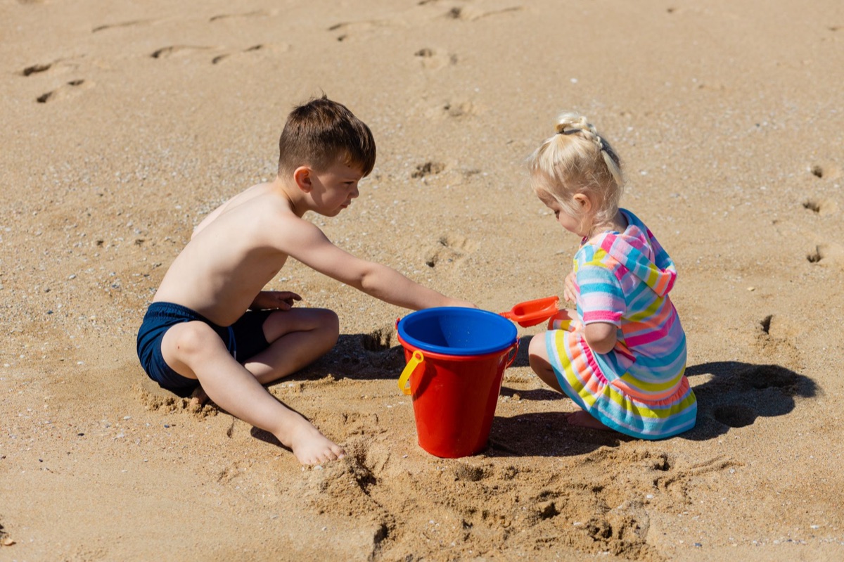 kids playing on beach