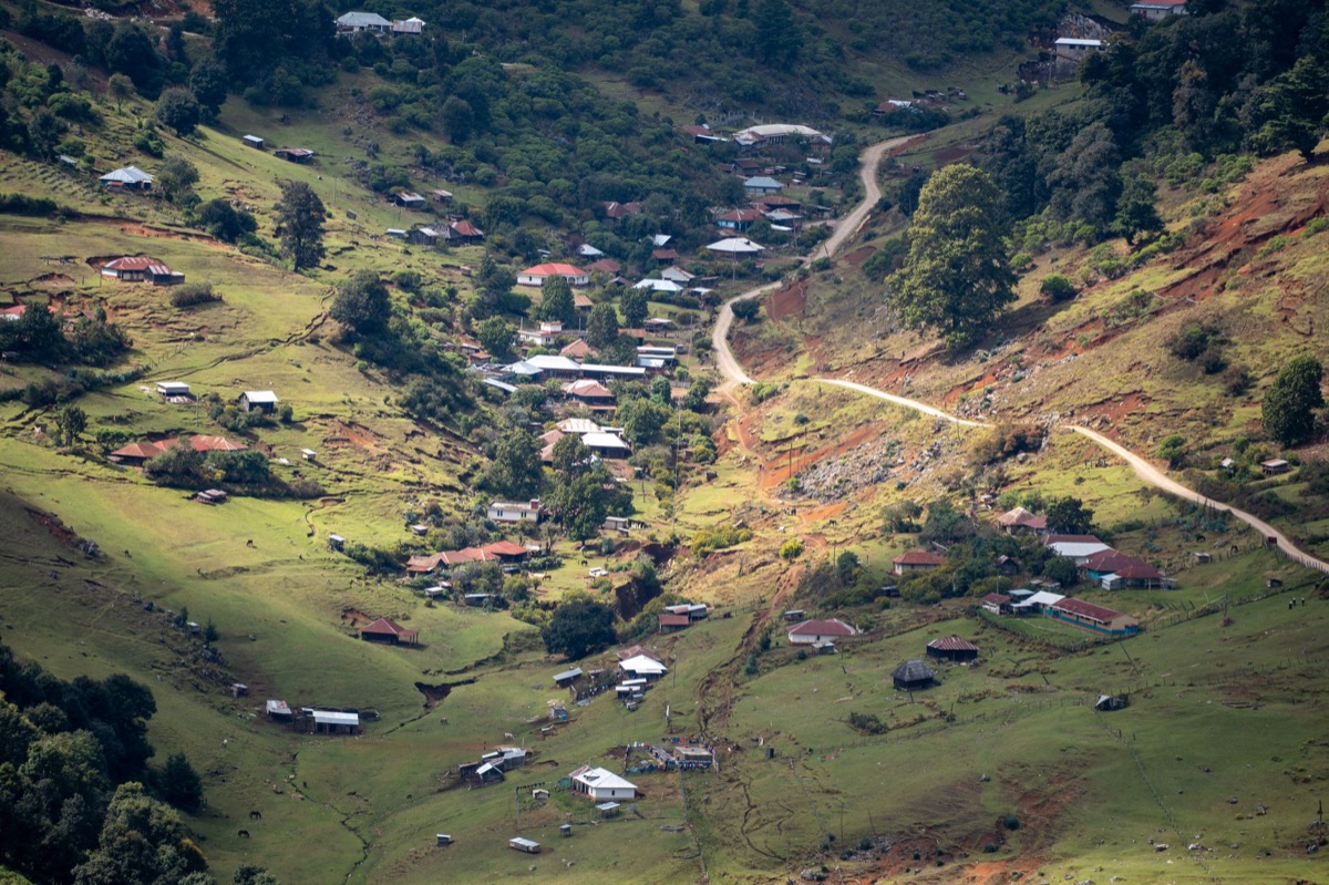 Tradional Fijian village with houses