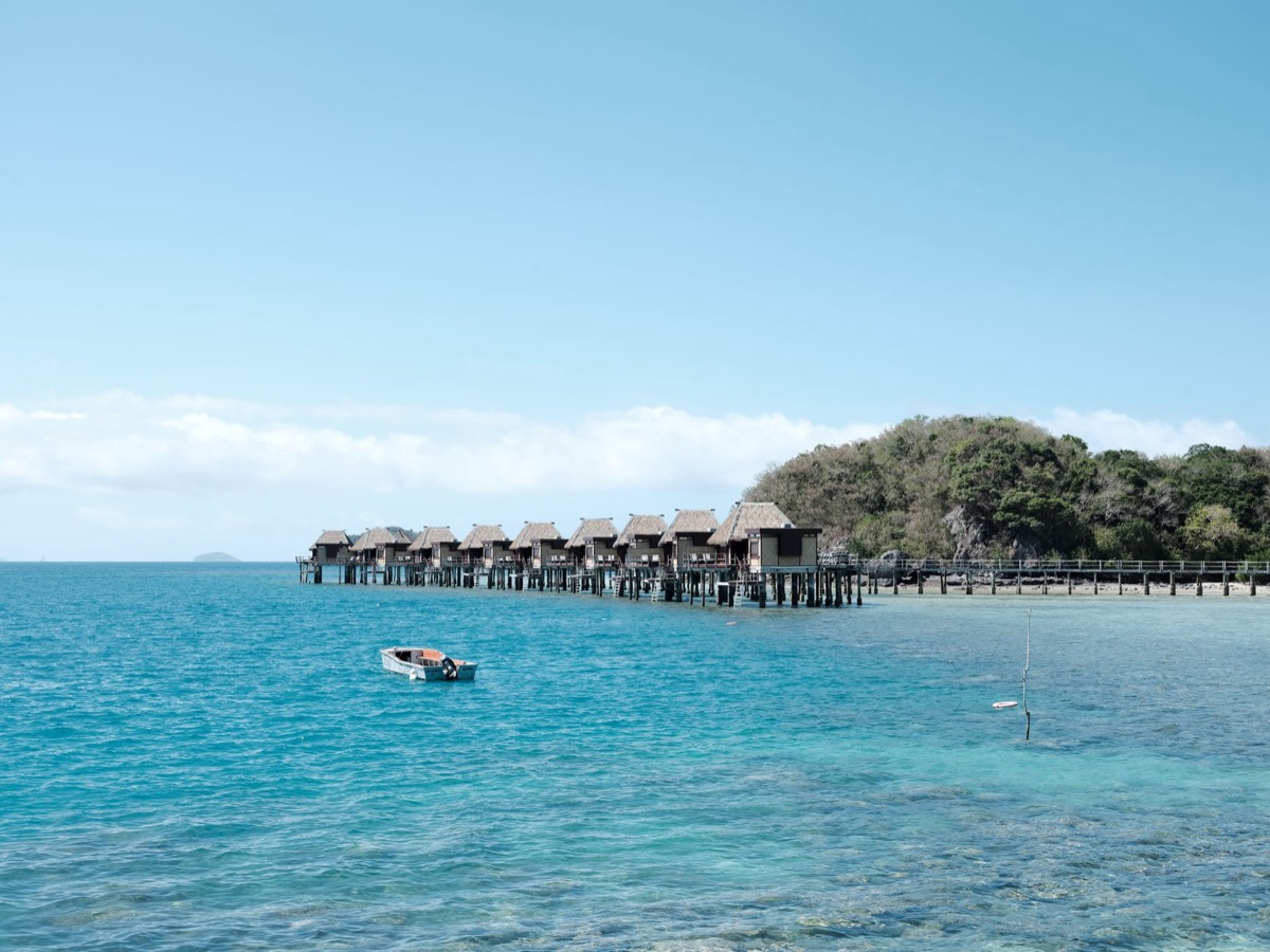 Fiji beach with boats