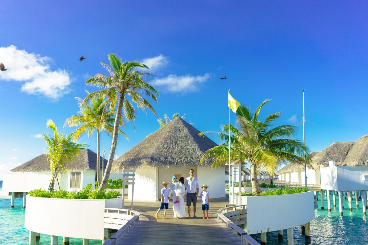 Family staying at a resort on Fijian island
