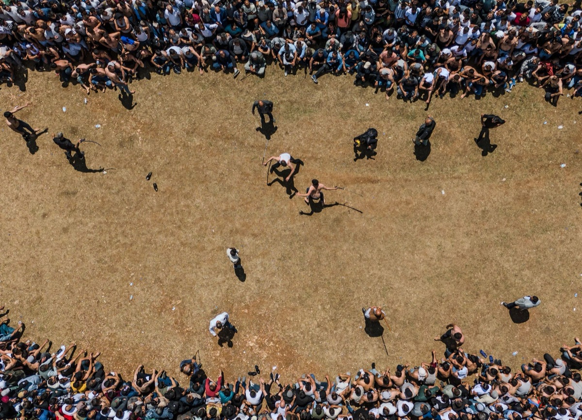 Fijian community gathering during a cultural dance event