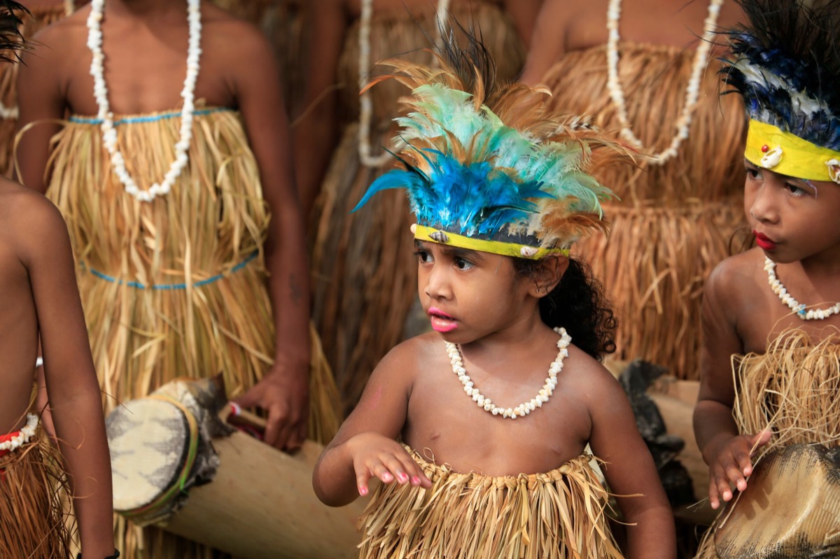 Fiji people in traditional clothing
