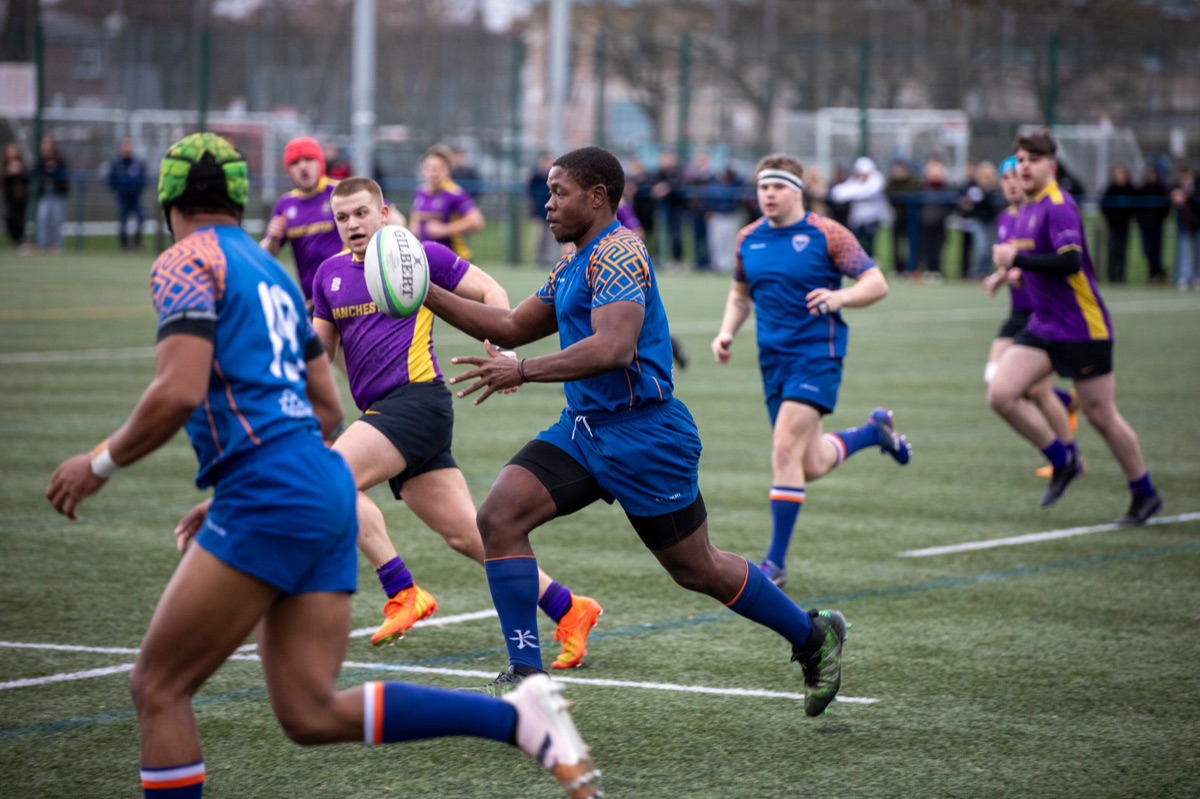 Rugby seven players in motion