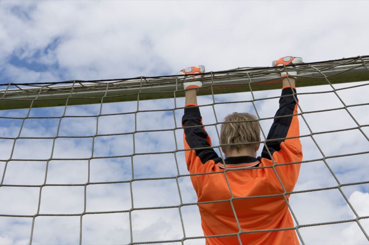 Champs de football avec but