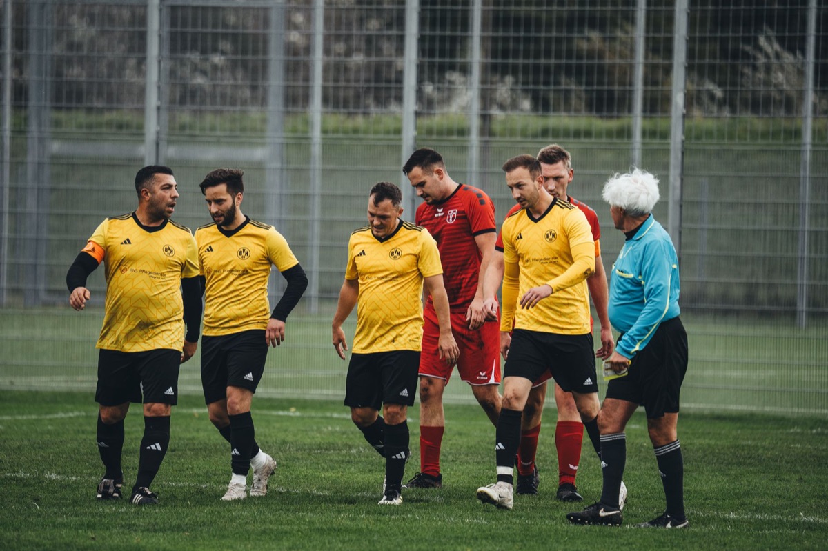 Soccer field with players